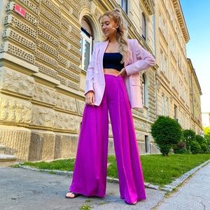 Zara wide leg purple pants trousers